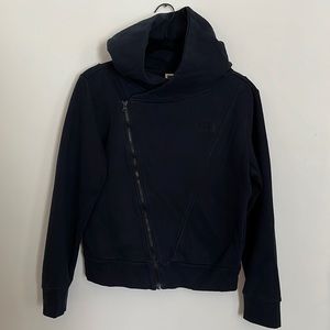 Black North Face Asymmetrical Zip Up Hoodie